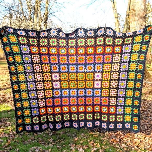 Hand Crafted Other - HANDMADE Granny Square Roseanne Square Crochet Knitted Afghan throw blanket